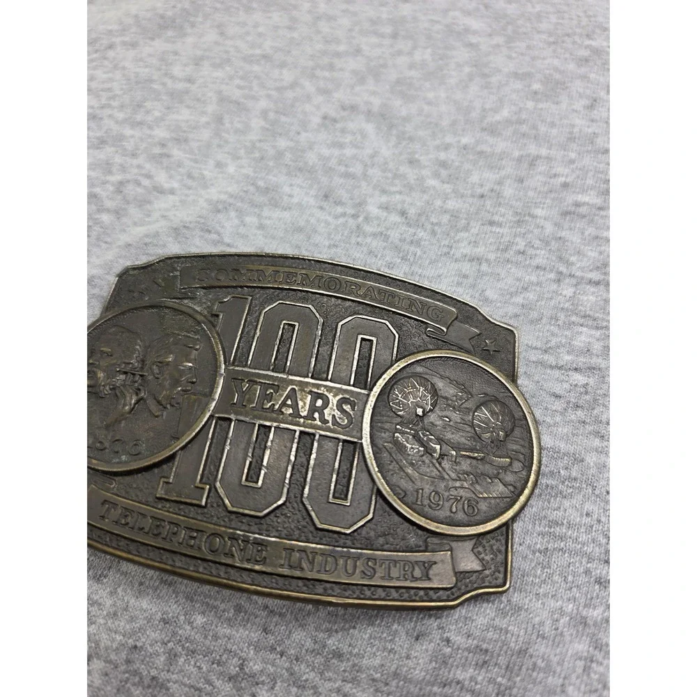 Lewis Telephone Pioneers 100 Years Industry Brass Belt Buckle